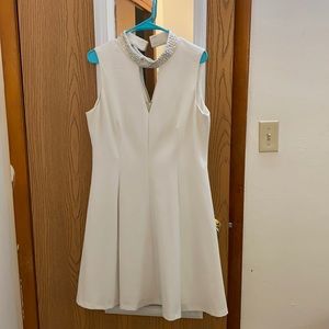 White cocktail dress with jeweled collar